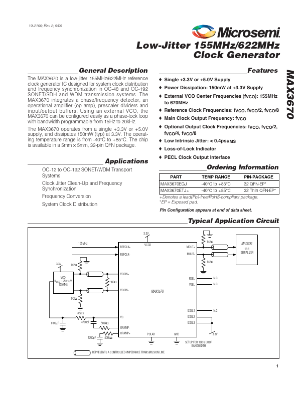 MAX3670 Microsemi