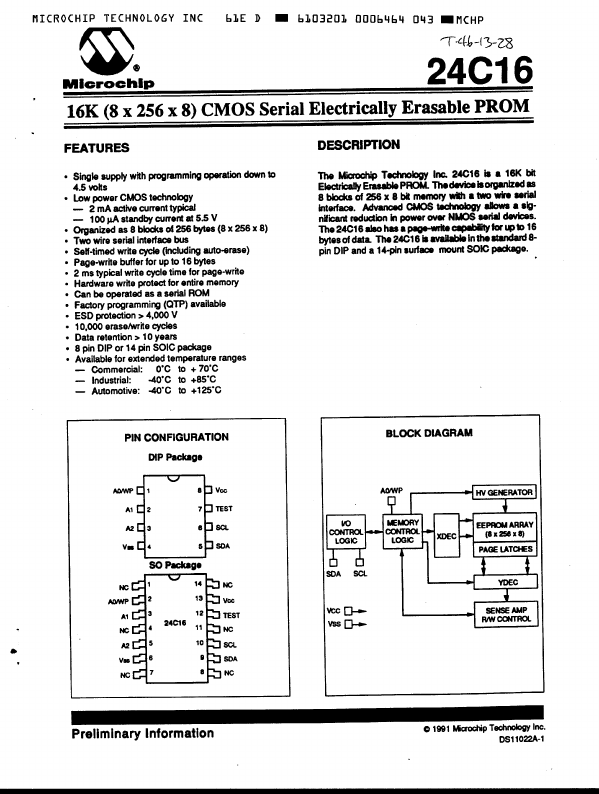 24C16 Microchip Technology