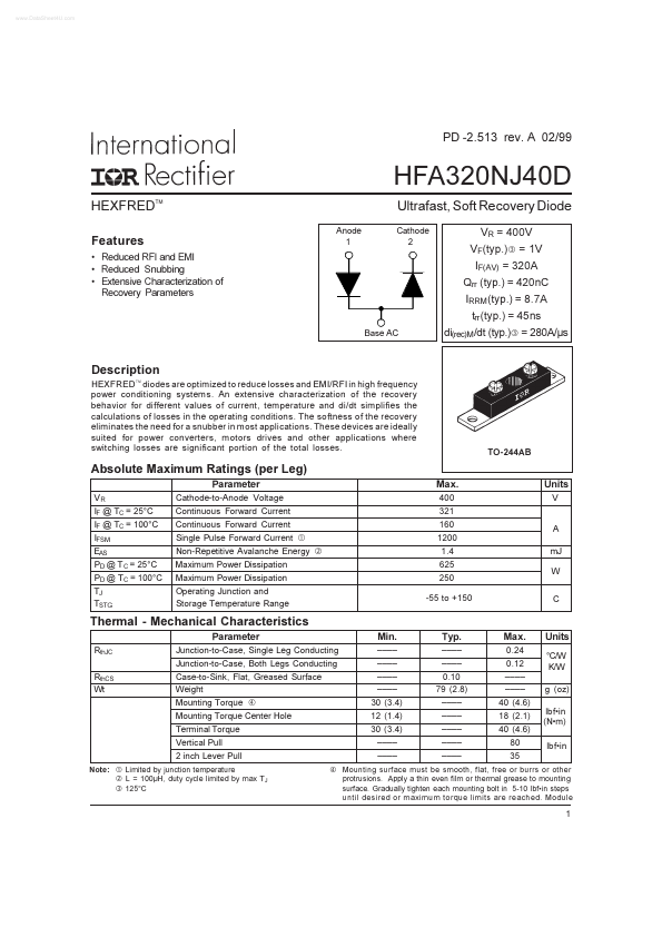HFA320NJ40D International Rectifier