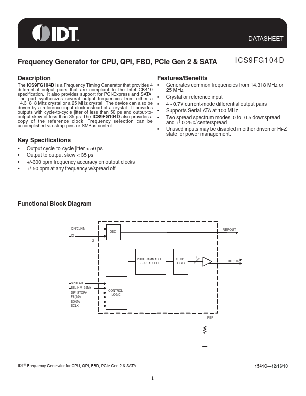 ICS9FG104D IDT