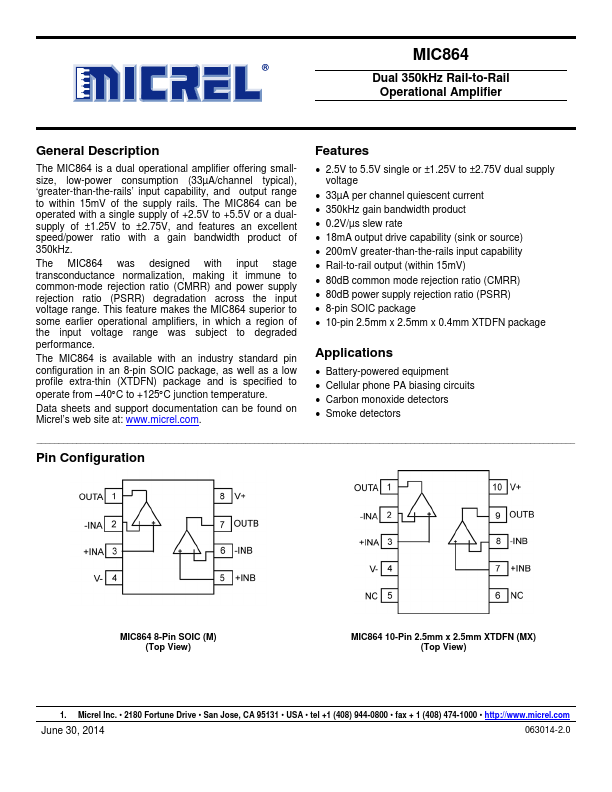 MIC864 Micrel Semiconductor