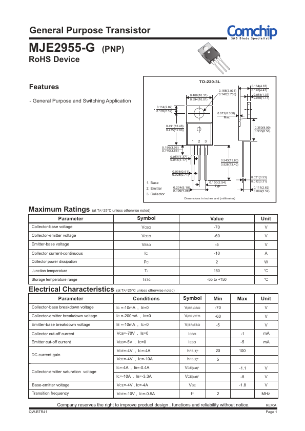 MJE2955-G Comchip