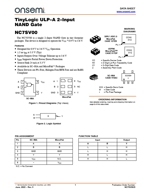 NC7SV00 ON Semiconductor