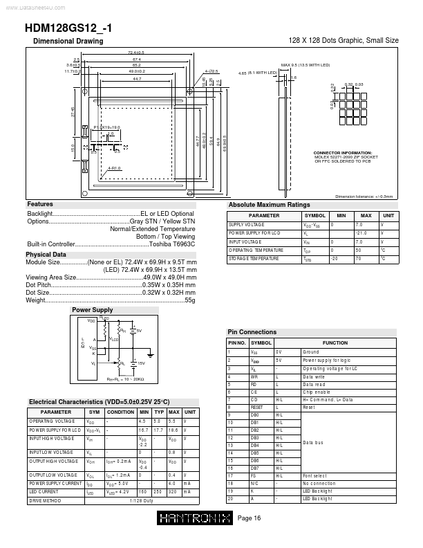 HDM128gs12-1 Hantronix