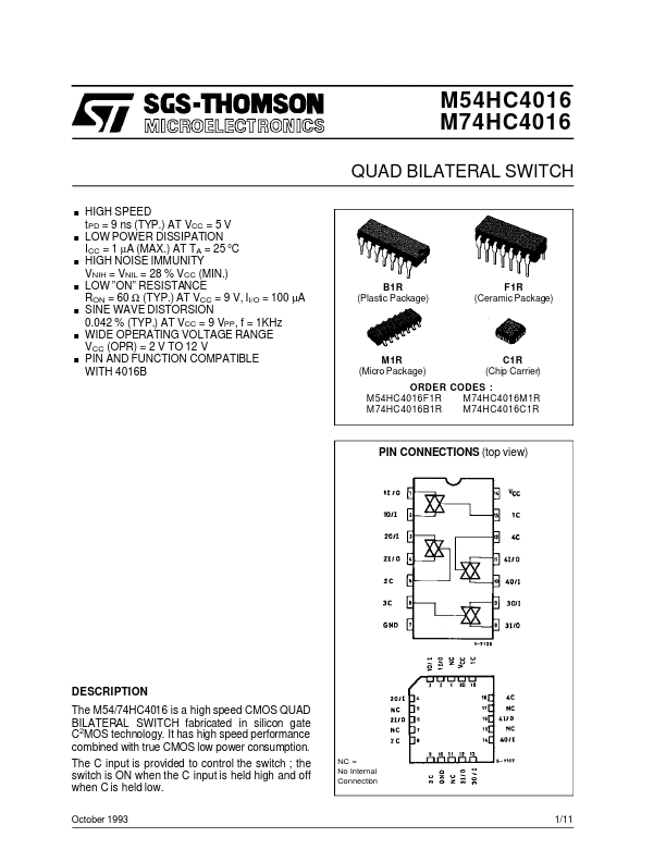 M54HC4016 ST Microelectronics