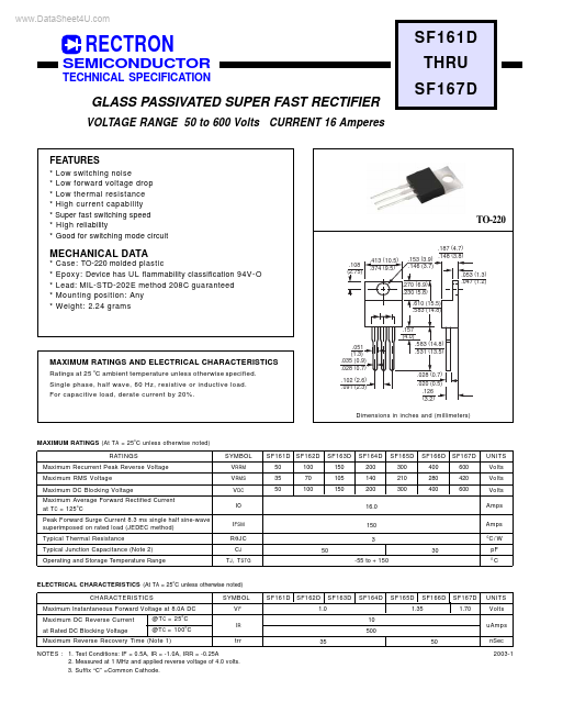 SF161D Rectron Semiconductor