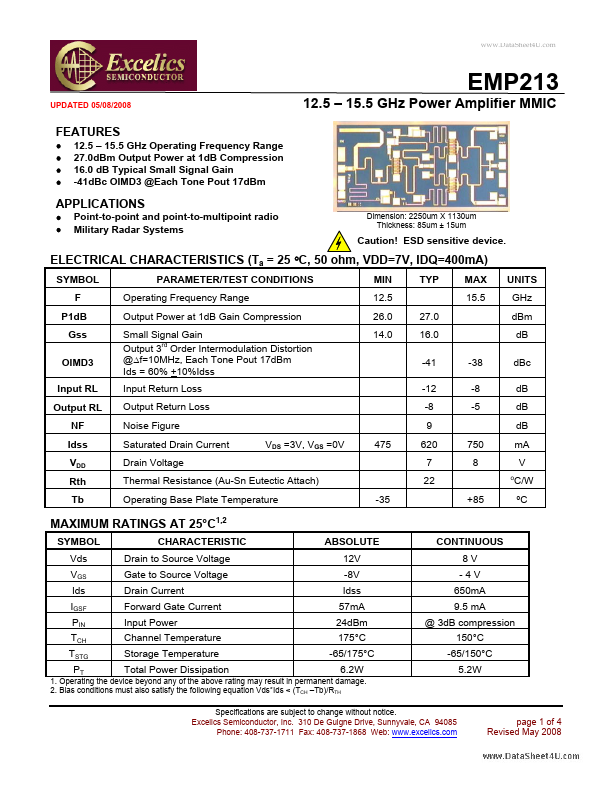 EMP213 Excelics Semiconductor