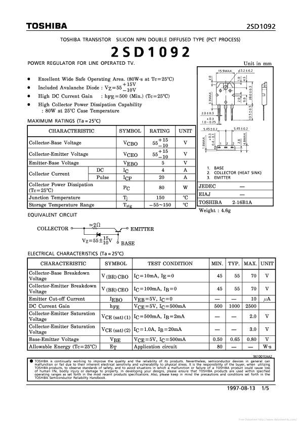 D1092 Toshiba Semiconductor