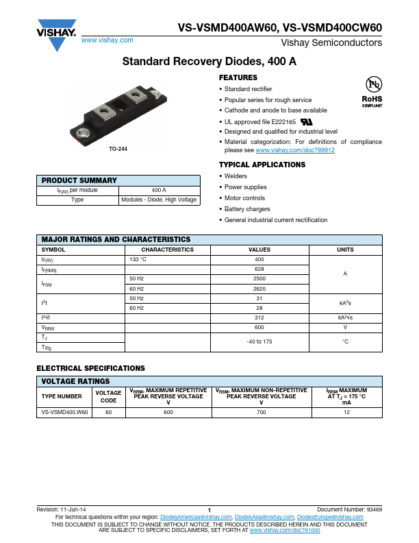 <?=VS-VSMD400AW60?> डेटा पत्रक पीडीएफ