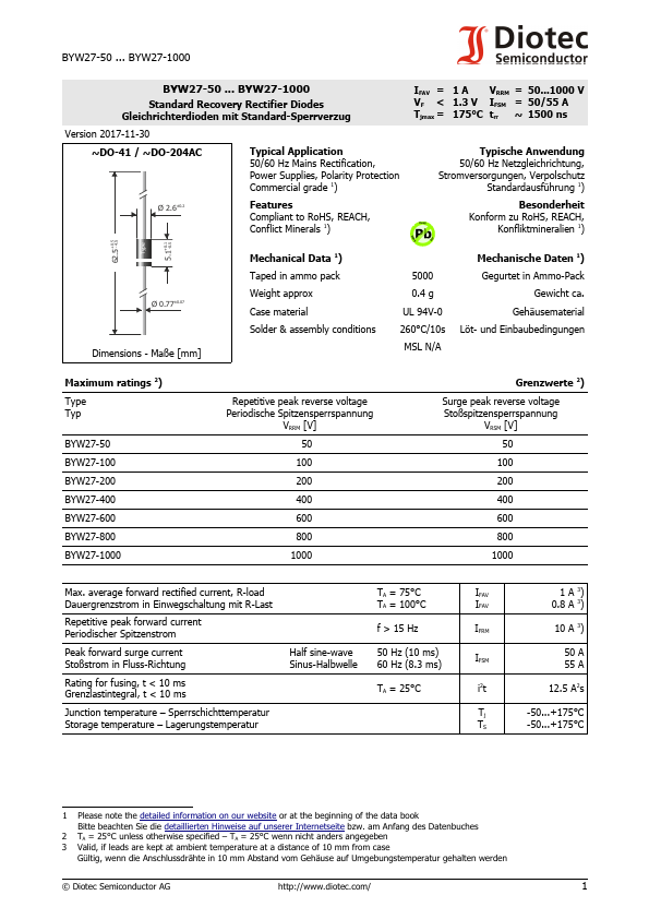 BYW27-100 Diotec Semiconductor