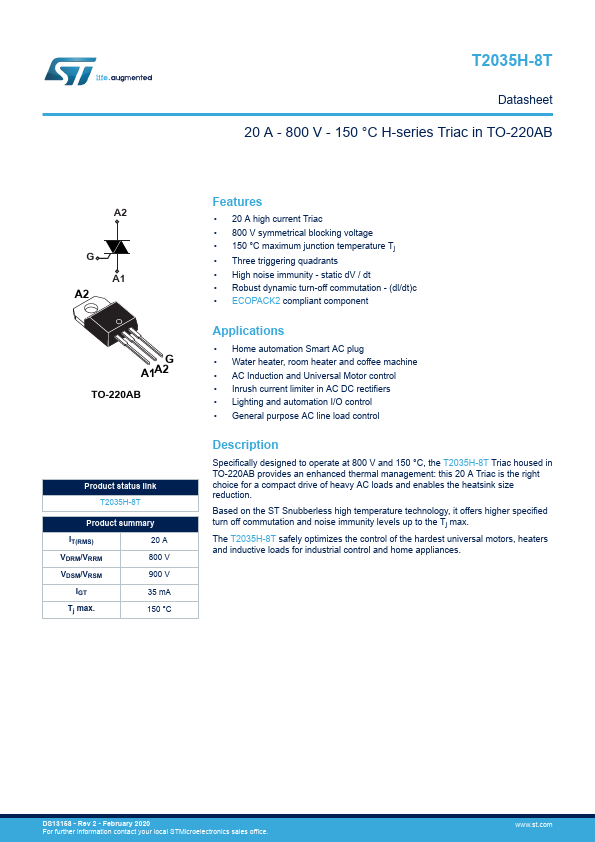 T2035H-8T STMicroelectronics