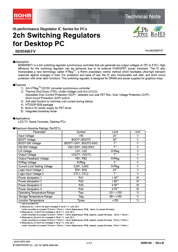 <?=BD9540EFV?> डेटा पत्रक पीडीएफ