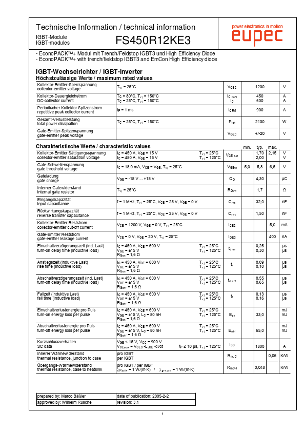 <?=FS450R12KE3?> डेटा पत्रक पीडीएफ