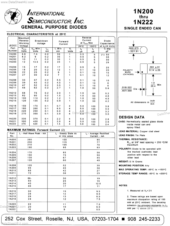 1N212 International Semiconductor