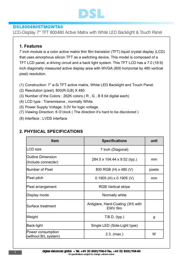 DSL800480STMQWTA0