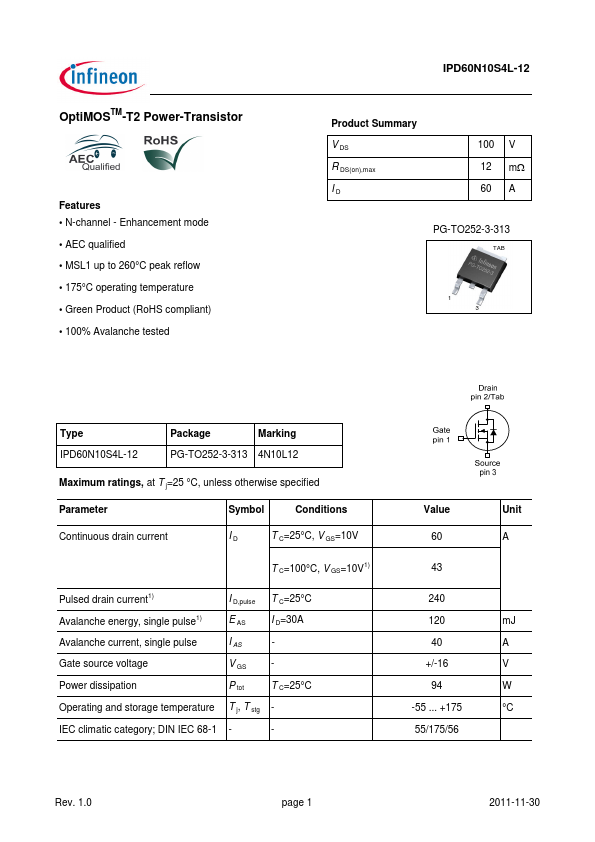 IPD60N10S4L-12