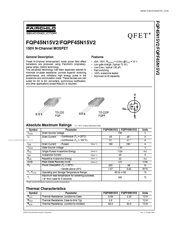 <?=FQP45N15V2?> डेटा पत्रक पीडीएफ