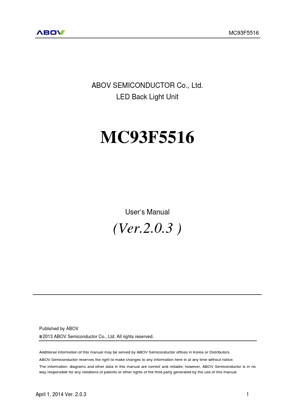 MC93F5516 ABOV