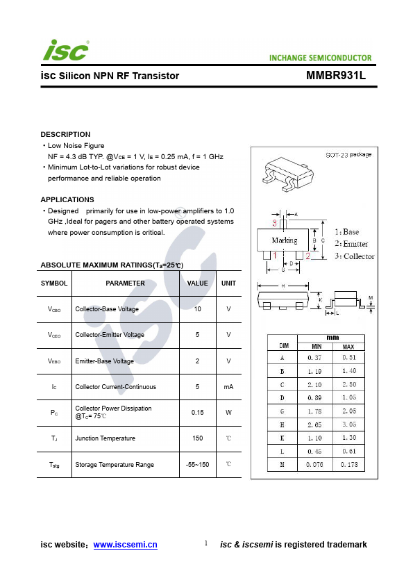 MMBR931L Inchange Semiconductor