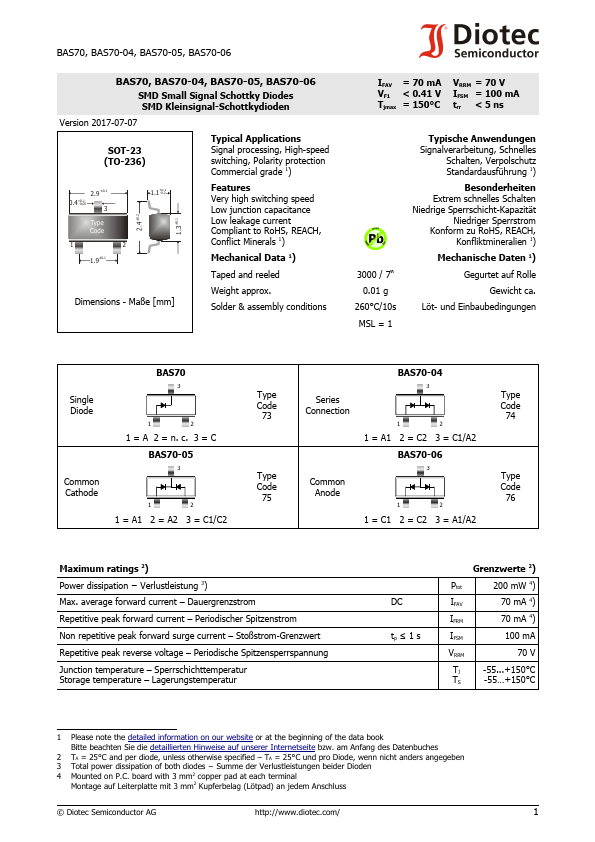 BAS70-05 Diotec