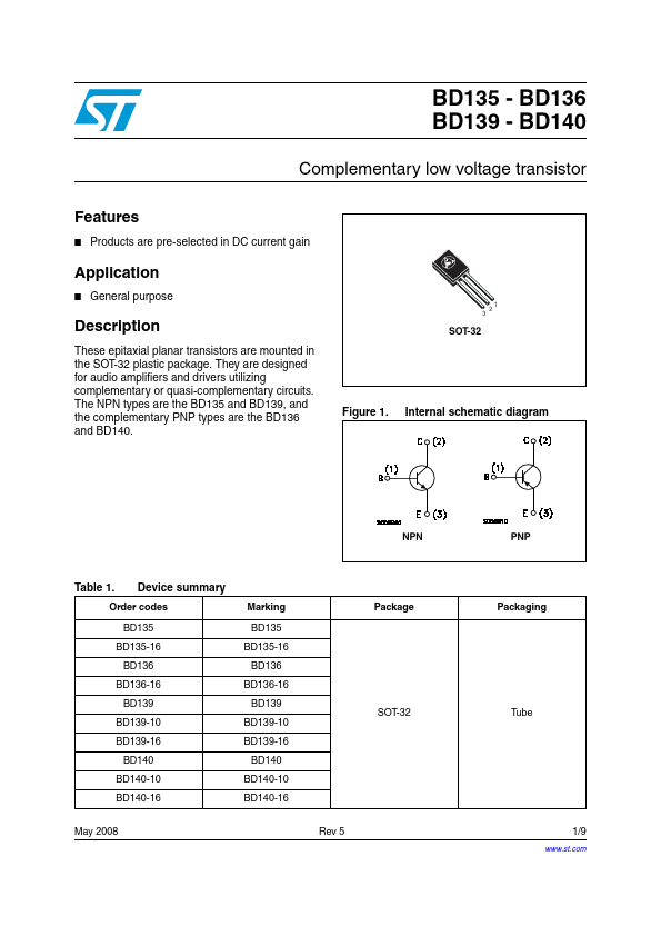 BD136 STMicroelectronics