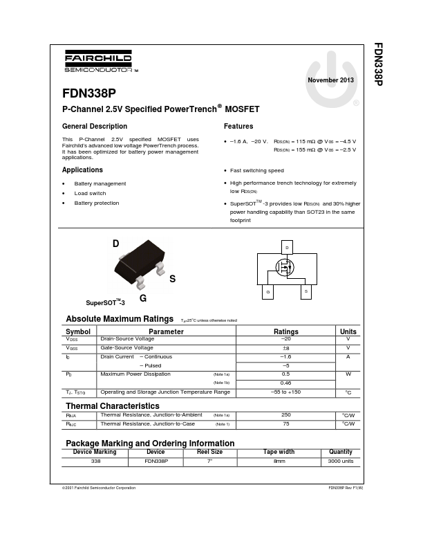 FDN338P Fairchild Semiconductor