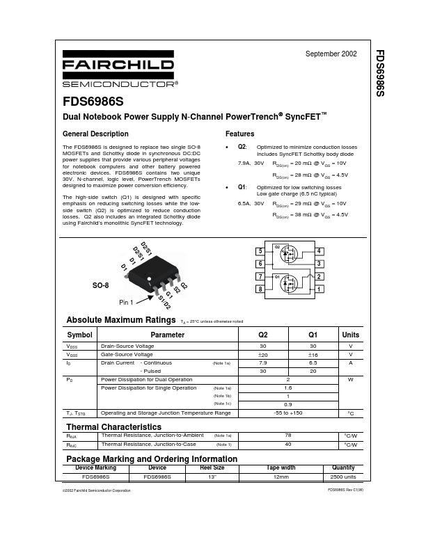 FDS6986S Fairchild Semiconductor