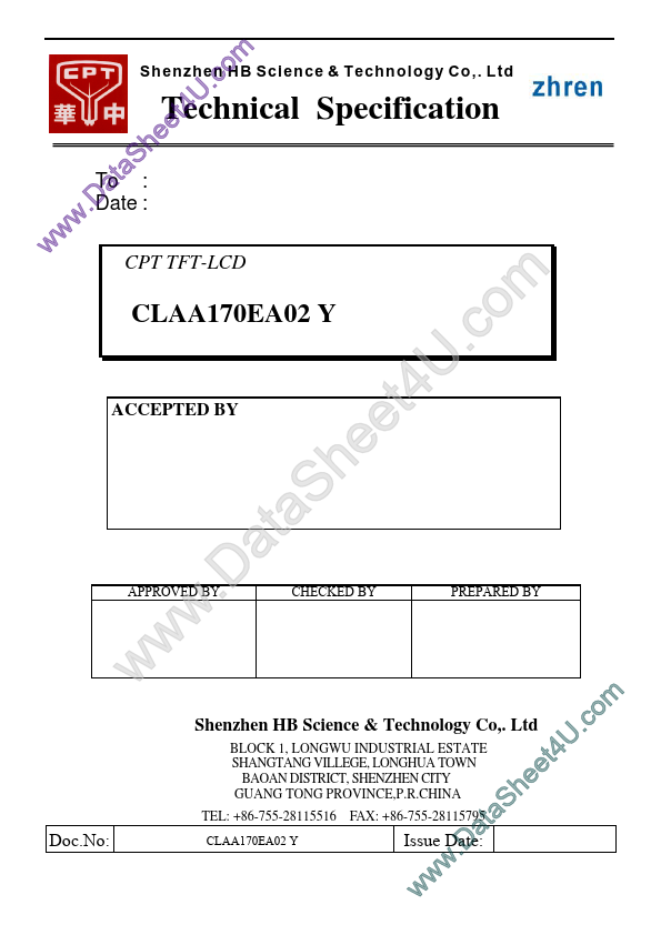 <?=CLAA170EA02?> डेटा पत्रक पीडीएफ