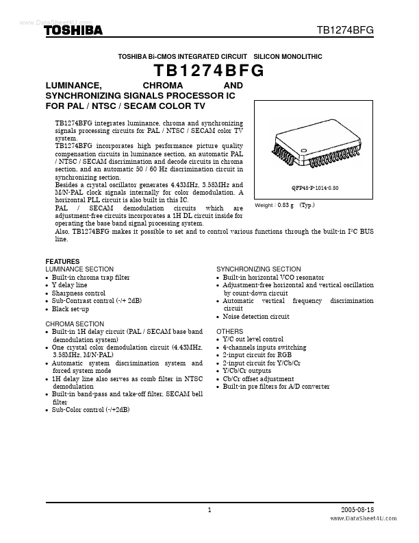 <?=TB1274BFG?> डेटा पत्रक पीडीएफ