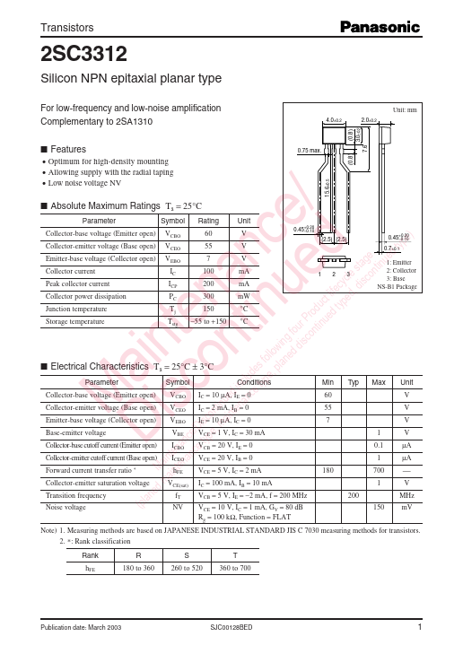 2SC3312 Panasonic Semiconductor