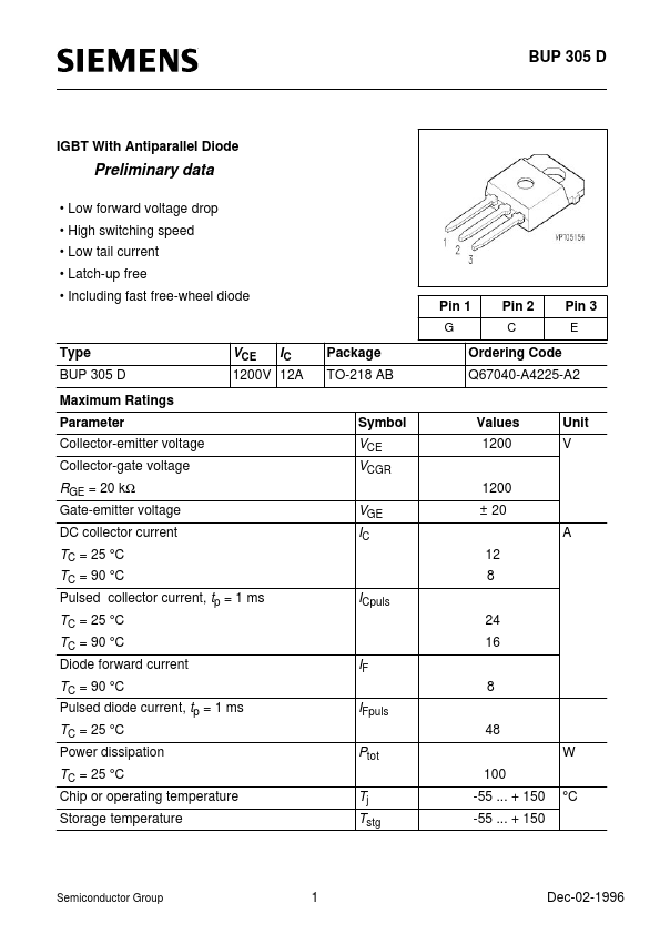 BUP305 Siemens Semiconductor Group