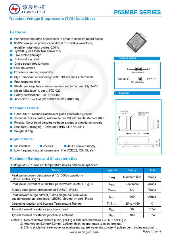 P6SMBF150CA