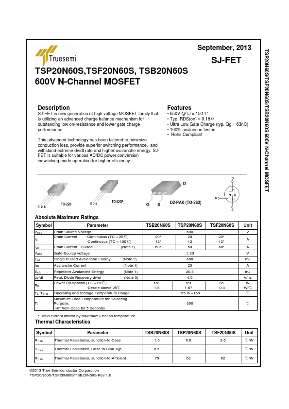 <?=TSB20N60S?> डेटा पत्रक पीडीएफ