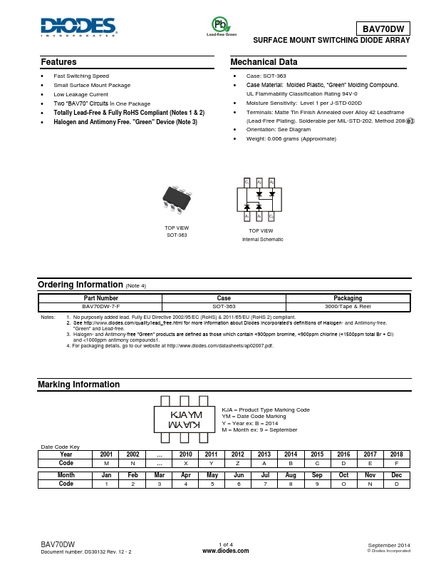 BAV70DW Diodes