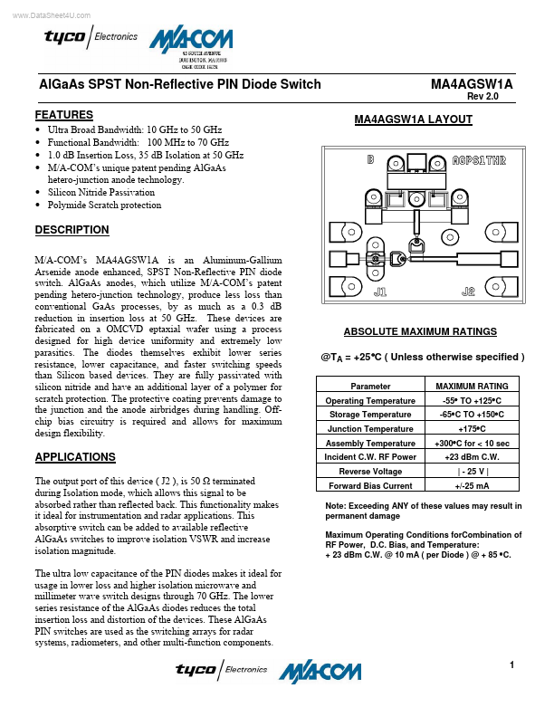 MA4AGSW1A Tyco Electronics