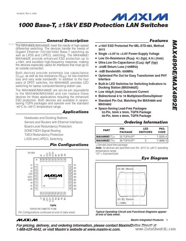 <?=MAX4890E?> डेटा पत्रक पीडीएफ