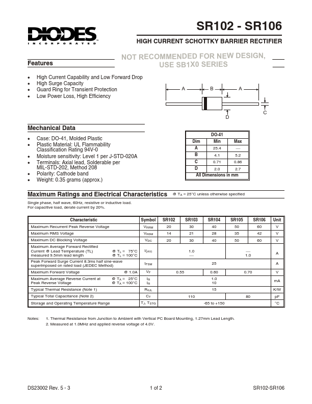 SR103 Diodes Incorporated