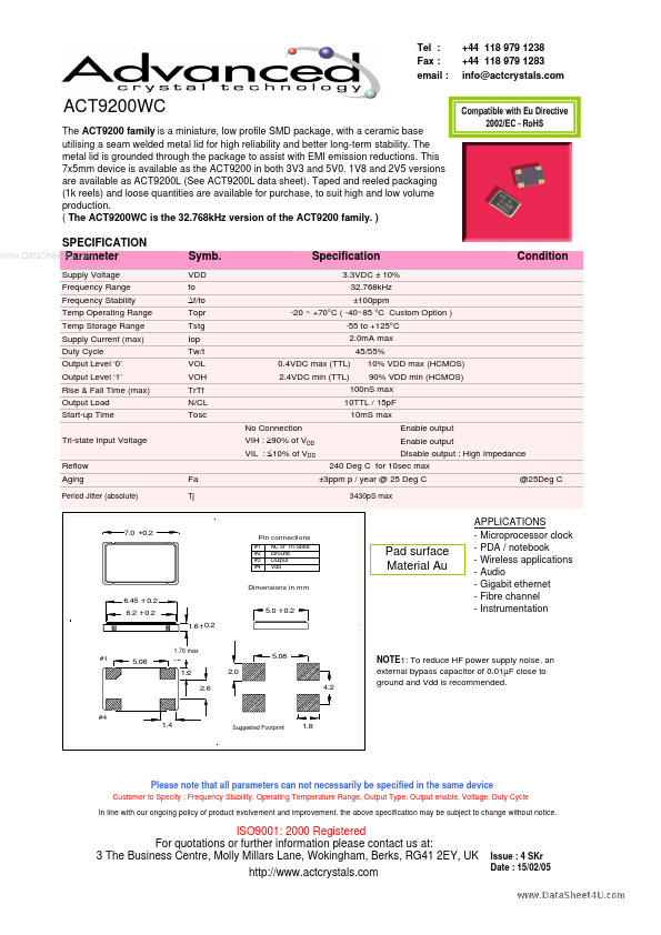 ACT9200WC Advanced Crystal Technology