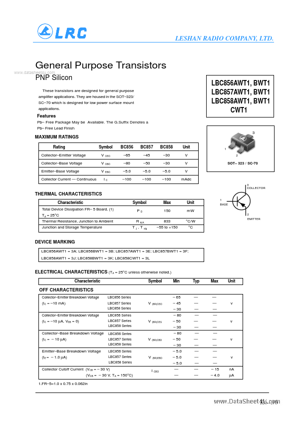 <?=LBC858CWT1?> डेटा पत्रक पीडीएफ
