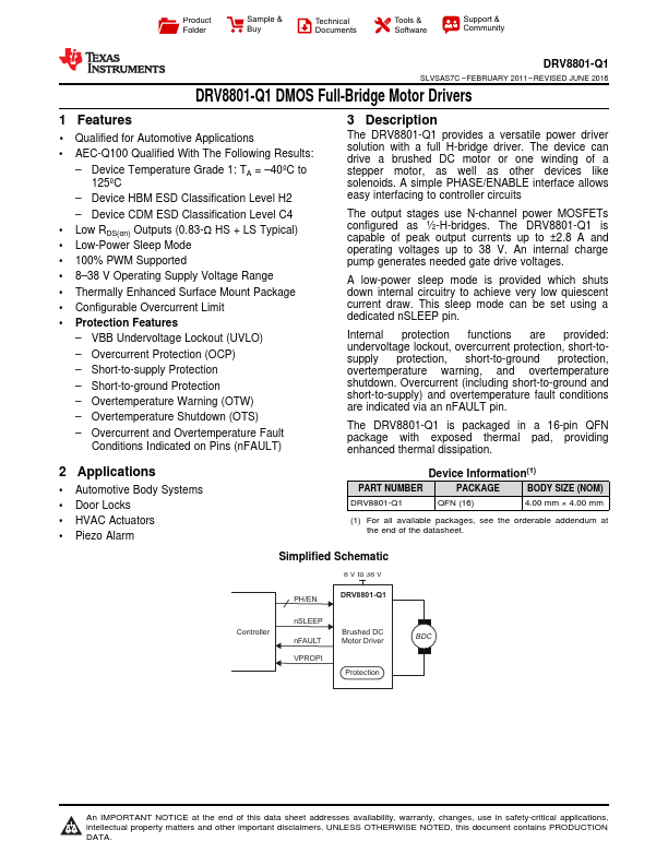 <?=DRV8801-Q1?> डेटा पत्रक पीडीएफ