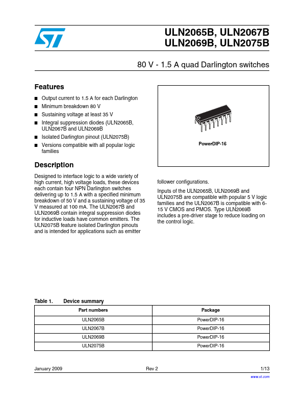 ULN2069B STMicroelectronics