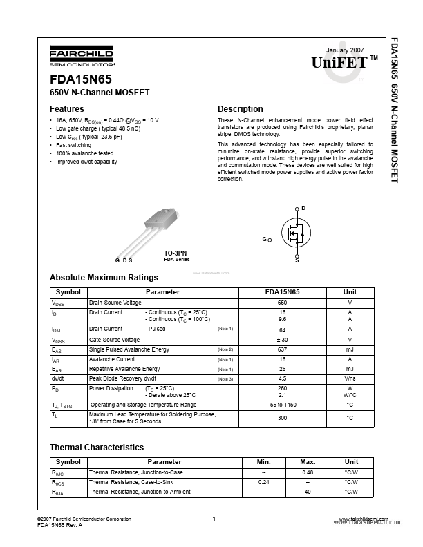 <?=FDA15N65?> डेटा पत्रक पीडीएफ