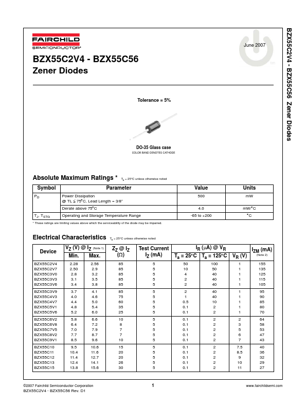 BZX55C3V0 Fairchild Semiconductor