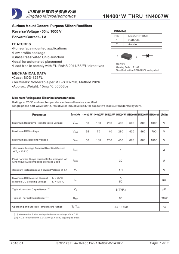 1N4001W Jingdao Microelectronics