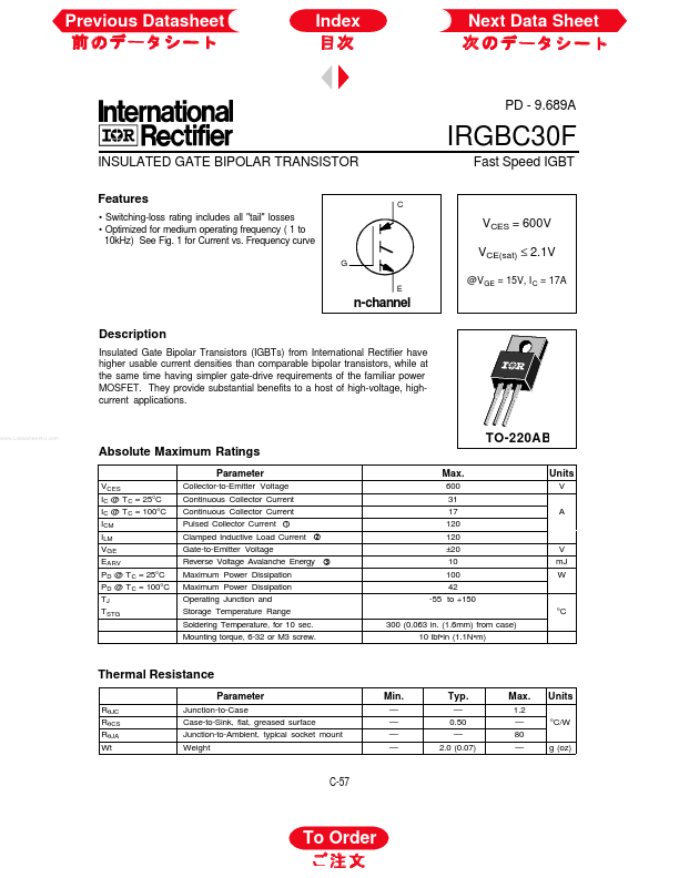 IRGBC30F International Rectifier