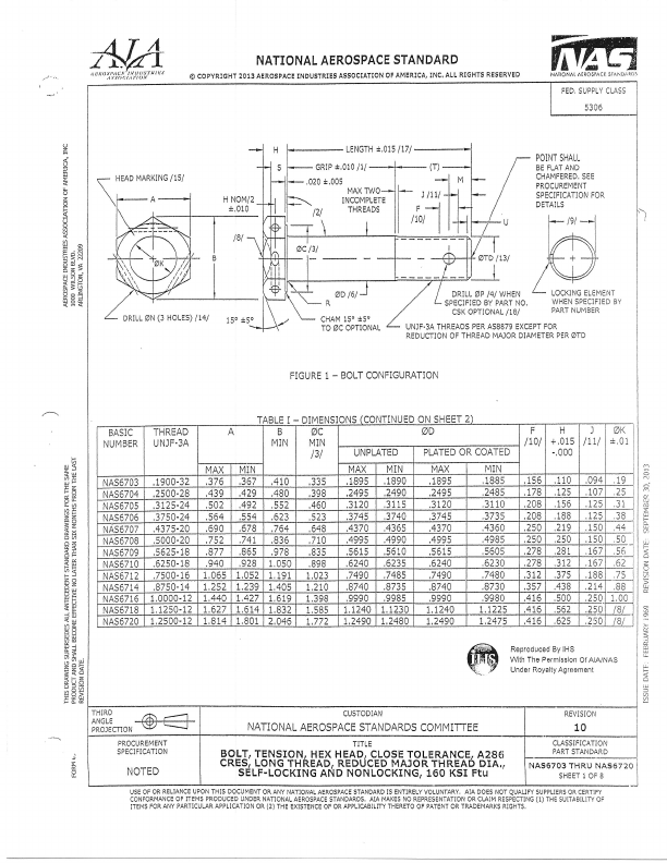 NAS6707 NATIONAL AEROSPACE STANDARD