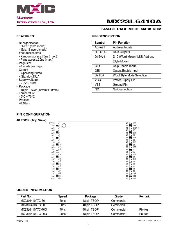 MX23L6410ATC-90