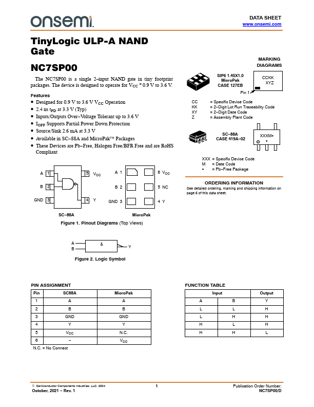 NC7SP00 ON Semiconductor