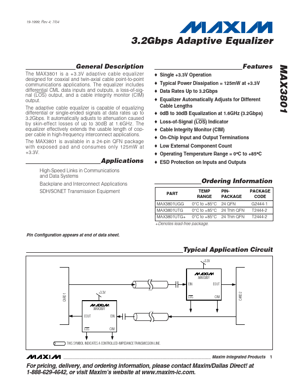 MAX3801 Maxim Integrated