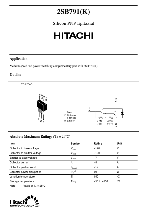 2SB791K Hitachi Semiconductor